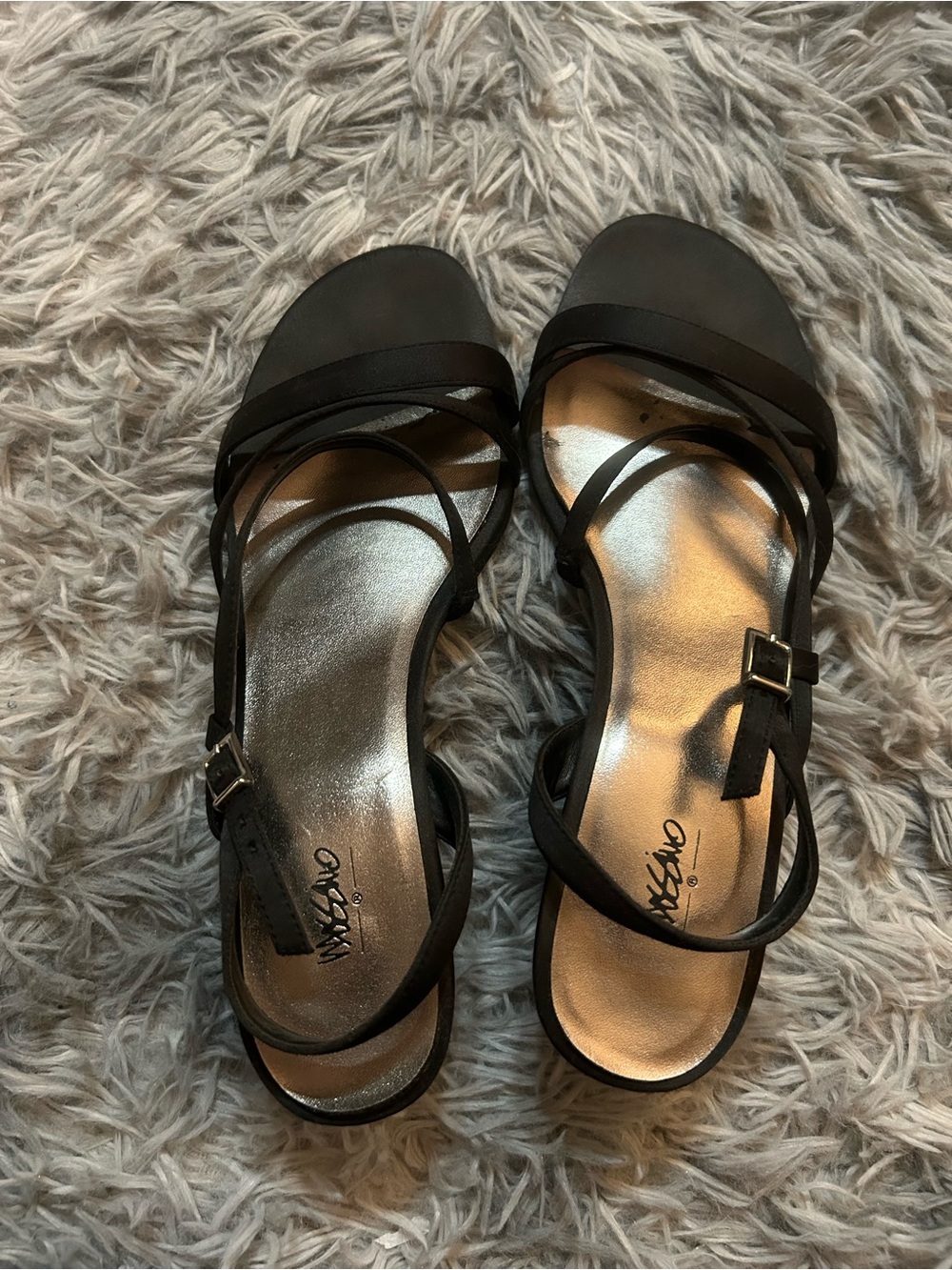 Mossimo Supply Co. Black Strappy Heeled Sandals with Metallic Insole